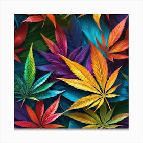 Colorful Marijuana Leaves 1 Canvas Print