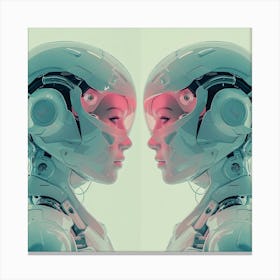 Two Cyborgs Face 2 Face Canvas Print