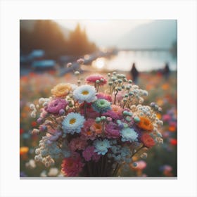 Flowers In A Field Canvas Print