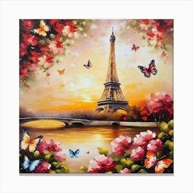 Paris With Butterflies 98 Canvas Print