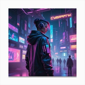 Cyberpunk City Canvas Print