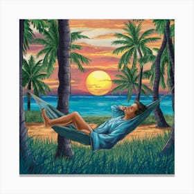 Sunset In A Hammock Canvas Print