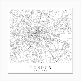 London England Street Map Minimal Square Canvas Print