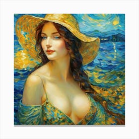 Woman In A Hat xvg Canvas Print