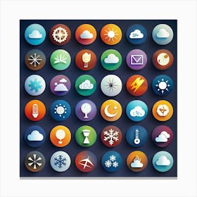 Weather Icons Set In Flat Design 1 Canvas Print