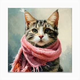 Cat In Scarf Wall Art Decoration Leinwandbild