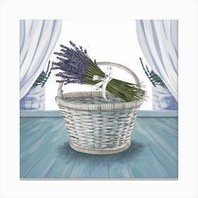 Lavender Bouquet In A Basket Canvas Print