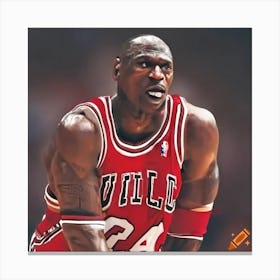 Craiyon 150201 Michael Jordan And Lebron James Competing Fiercely On The Basketball Court Canvas Print