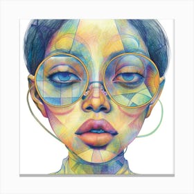 Abstract Woman With Glasses Canvas Print