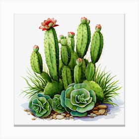 Prickly Elegance: A Cactus Symphony Canvas Print