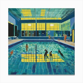 In Style of David Hockney. Swimming Pool at Night Series 7 Canvas Print