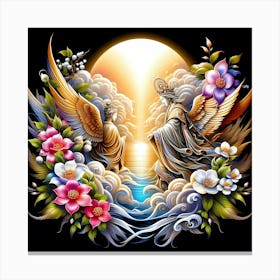 Angels And Flowers Canvas Print