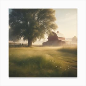 Barn In The Mist 3 Canvas Print