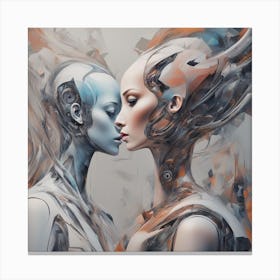 Two Women Kissing Canvas Print