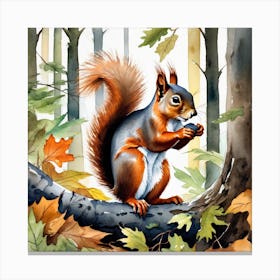 Squirrel In The Woods 60 Canvas Print