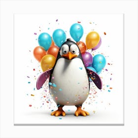 Penguin With Balloons 1 Canvas Print