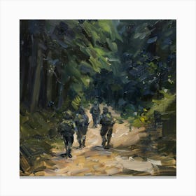 Soldiers Walking In The Woods Canvas Print