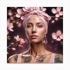 Beautiful Young Woman With Tattoos Canvas Print