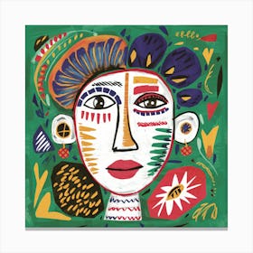 Folk Abstract Face Illustration (5) Canvas Print