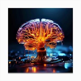 Artificial Intelligence Brain On Circuit Board Canvas Print