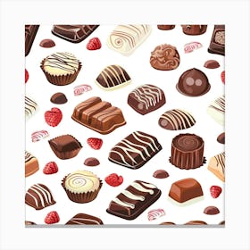 Sweets And Chocolates Seamless Pattern 3 Canvas Print