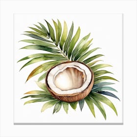 Coconut on Palm leaf 4 Canvas Print