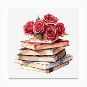 Roses On Books 21 Canvas Print