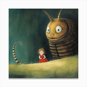 Alice In Wonderland And Caterpillar Canvas Print