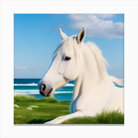 A Piece That Celebrates The Harmony Between Nature And These Majestic Creatures White Horse Canvas Print