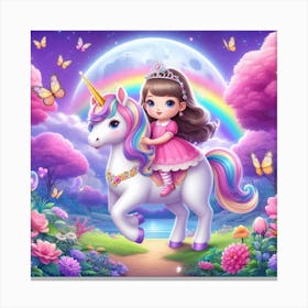 Princess On A Unicorn Canvas Print