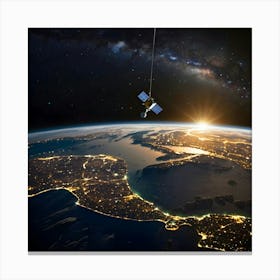 Satellite In Space Canvas Print