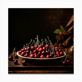 Cherry On A Plate Canvas Print