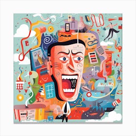 Illustration Of An Angry Man Canvas Print