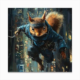 Futuristic City Ninja Squirrel Backdrop 12 Canvas Print