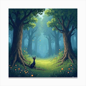 An Enchanted Meadow With Floating, Glowing Orbs And Mythical Creatures 1 Canvas Print