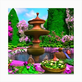 Fountain In The Garden 8 Canvas Print