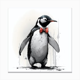 Penguin With Bow Tie Canvas Print