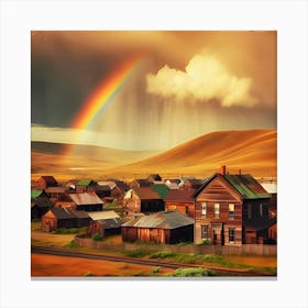 A Rainbow Appears Over An Abandoned Rural Town Using The Classic Style 1 Canvas Print