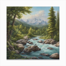 River In The Mountains Canvas Print