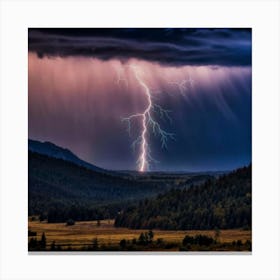 Impressive Lightning Strikes In A Strong Storm 6 Canvas Print