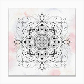 Mandala Motif on Watercolor Background Canvas Print