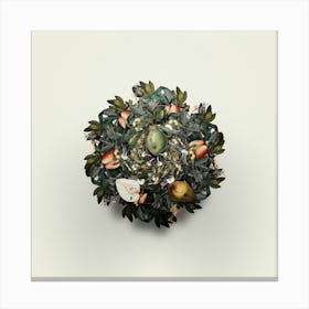 Vintage Pear Fruit Wreath on Ivory White n.0484 Canvas Print