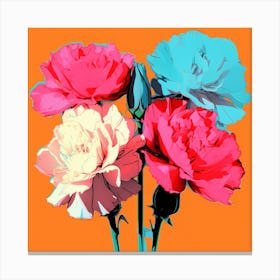 Andy Warhol Style Pop Art Flowers Carnation 3 Square Canvas Print