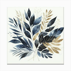 Blue And Gold Leaves Canvas Print