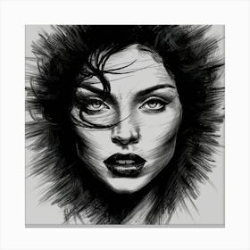 Black And White Portrait Of A Woman 3 Canvas Print