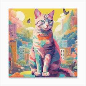 Cat In The City 3 Canvas Print