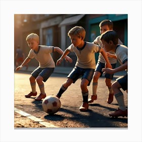 Children Playing Soccer 1 Canvas Print