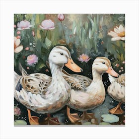 Ducks Fairycore Painting 1 Canvas Print