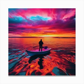 Sunset In A Boat Canvas Print