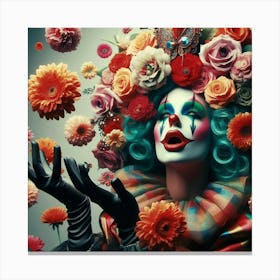 Clown With Flowers 4 Canvas Print